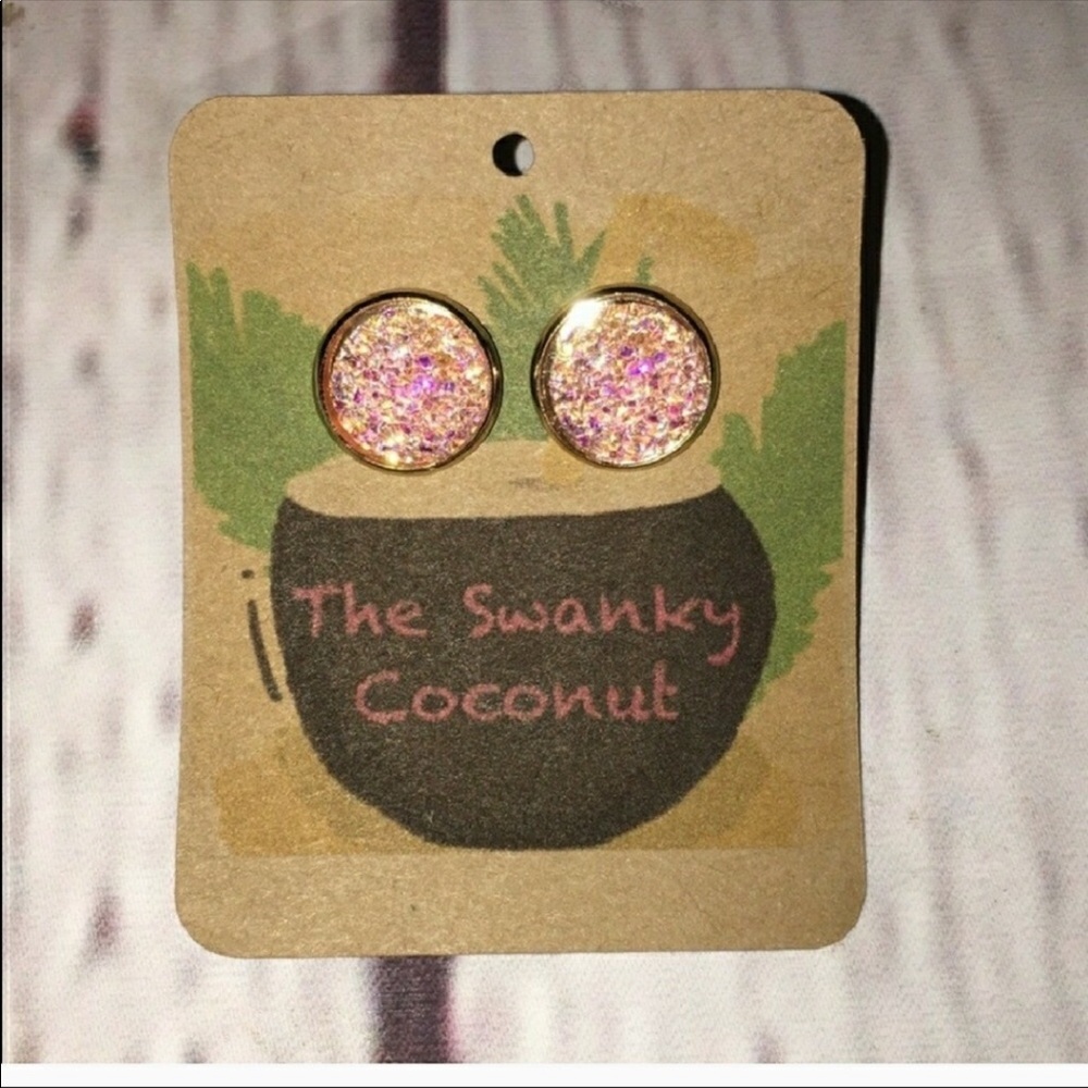 Pink Druzy Earrings